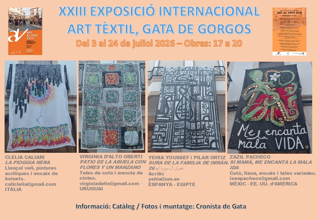 MIRADES URBANES: ART AL VENT, GATA: Obres, teles, peces 17 a 20