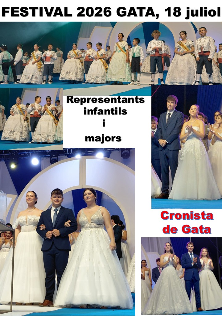 PREÀMBUL FESTER: DESSET REPRESENTANTS DE LA FESTA, ELEGITS AL FESTIVAL 2026. Els primers majors, Llum, Ainhoa i Aitor; els primers infantils Regina, Lara i Pau