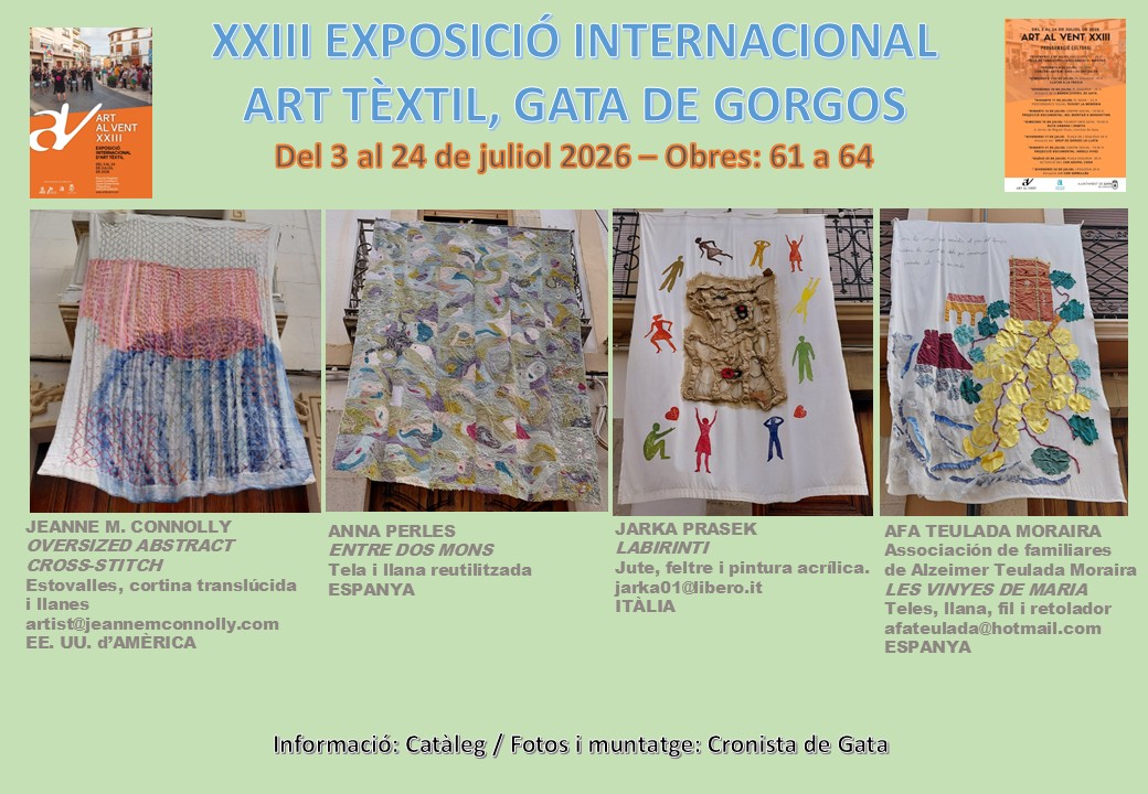 MIRADES URBANES, DINS DEL CARRER CONSTITUCIÓ. Art al Vent 2026. Hui és diumenge 19 de juliol. Obres 61 a 64