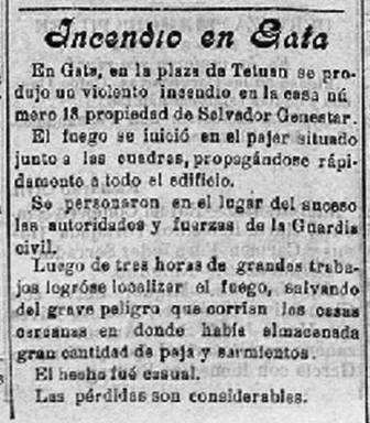 ¿SABIEU? que a les festes de 1912 es va produir un incendi a Gata