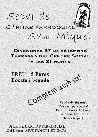 S'ACOSTA EL SOPAR DE SANT MIQUEL PRO-CÁRITAS PARROQUIAL