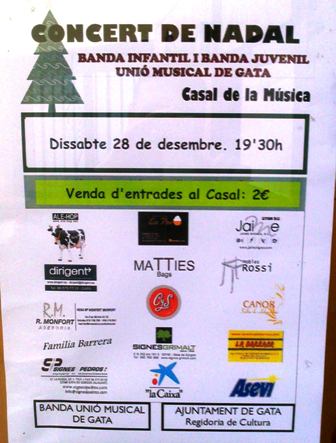 HUI, A LES 19.30 HORES, CONCERT DE NADAL DE LES BANDES INFANTIL I JUVENIL