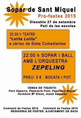 DISSABTE 27, AL PATI DE LES ESCOLES, SOPAR DE SANT MIQUEL
