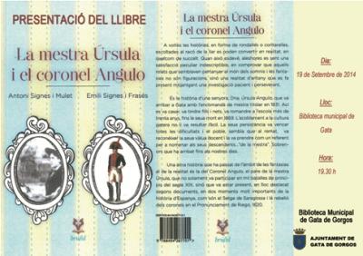 DIVENDRES, A LA BIBLIOTECA, PRESENTACIÓ DEL LLIBRE DE LA MESTRA ÚRSULA I EL CORONEL ANGULO