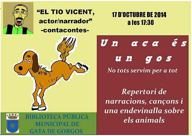 DEMÀ 17, EL CONTACONTES TIO VICENT ESTRENA L'HORA DEL CONTE A LA BIBLIOTECA