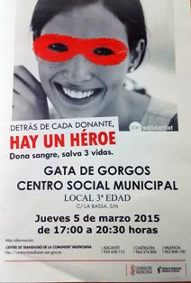 NOVA COL·LECTA DE DONACIÓ DE SANG A GATA: DEMÀ DIJOUS 5