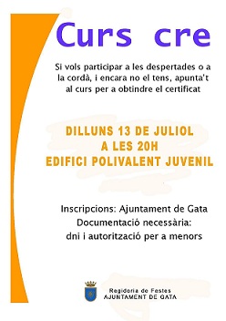 NOU CURSET PER A TINDRE EL CERTIFICAT DE MANIPULACIÓ DE COETS, de cara a les festes patronals de Gata