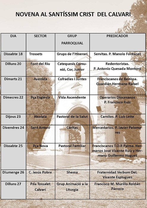 GATA, PRÈVIA A FESTES: HUI DIMARTS, TERCER DIA DE NOVENA AL PATRÓ