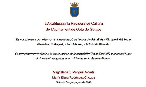 GATA: DEMÀ DIVENDRES 14, A LES 19 HORES, INAUGURACIÓ DE ART AL VENT XII