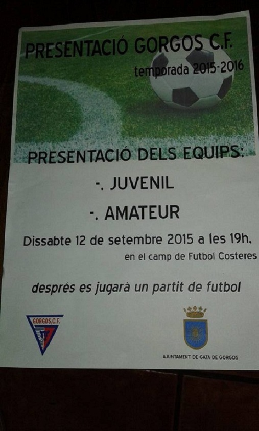 DISSABTE 12, PRESENTACIÓ DELS EQUIPS DEL GORGOS JUVENIL I AMATEUR
