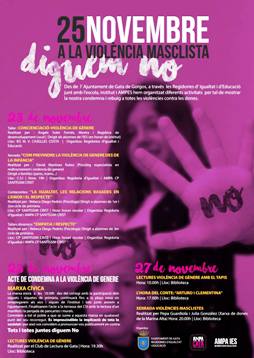 SETMANA DACTES CONTRA LA VIOLÈNCIA MASCLISTA, DEL 23 AL 27 DE NOVEMBRE