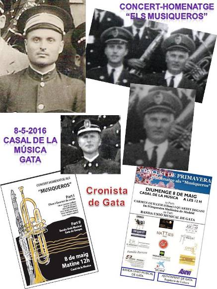DIUMENGE DIA 8, EL CONCERT DE PRIMAVERA DE LA BANDA UNIÓ MUSICAL DE GATA HOMENATJARÀ ALS MUSIQUEROS