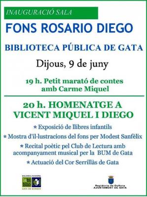 AQUESTA VESPRADA, GATA LI FA UN HOMENATGE PÒSTUM A VICENT MIQUEL I DIEGO, INAUGURANT-SE EL FONS ROSARIO DIEGO