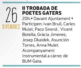 GATA, ART AL VENT 2016: AQUESTA SETMANA QUE ENTRA MÉS ACTIVITATS CULTURALS