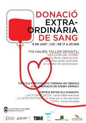GATA CELEBRA HUI DIA 6 UNA XERRADA I DIVENDRES 9 LA XIII DONACIÓ DE SANG EXTRAORDINÀRIA