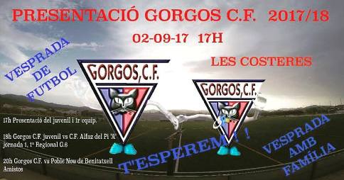 COMENÇA LA TEMPORADA PER ALS JUVENILS DEL GORGOS C.F.. Hui dissabte, presentació dels dos primers equips
