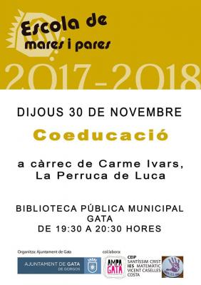 HUI DIA 30 COMENÇA LESCOLA DE MARES I PARES DE GATA. Hi haurà 5 xerrades fins el 22 de març