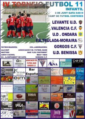 DISSABTE DIA 2, TORNEIG DE FUTBOL 11 ENTRE EL LÍDER INFANTIL DEL GORGOS, ONDARENSE, BENISSA, TEULADA-MORAIRA, LEVANTE I VALÈNCIA
