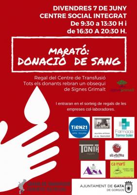 DIVENDRES DIA 7, XV DONACIÓ EXTRAORDINÀRIA DE SANG A GATA