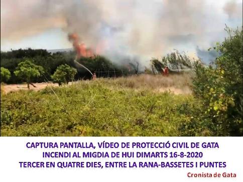 TERCER INCENDI EN QUATRE DIES. ZONA DE LA RANA-BASSETES-PUNTES, GATA. NO ES MASSA CASUALITAT?