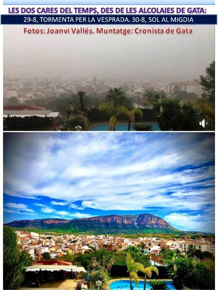 IMATGES CURIOSES: COM CANVIA EL TEMPS I EL PAISATGE: PLUJA I SOLET A GATA (dies 29 i 30 d'agost)