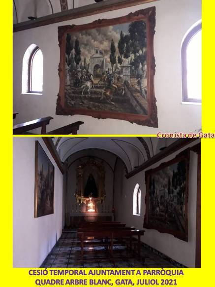 L'AJUNTAMENT CEDEIX EL QUADRE DE L'ARBRE BLANC (JOSÉ COSTA, 1960) A LA PARRÒQUIA. LLUEIX EN LA CAPELLA DEL SAGRARI A L'ESGLÉSIA