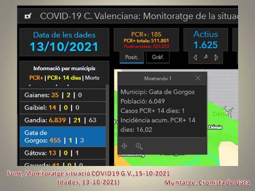COVID19, GATA: TORNEM A TINDRE 1 CAS ACTIU. INCIDÈNCIA: 16,02