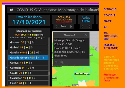 COVID19, GATA: NO SUMEM CAP CONTAGI MÉS. ENCARA EN TENIM 1 ACTIU I LA MATEIXA INCIDÈNCIA, 16,02