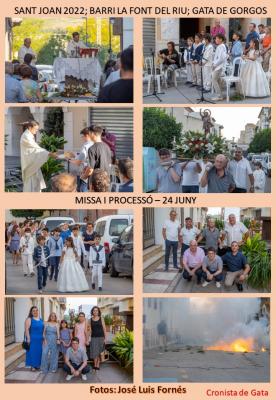 EL BARRI DE LA FONT DEL RIU DE GATA FESTEJA A SANT JOAN: missa i processó-romeria acompanyant la imatge del patró en la 42 edició de la festa