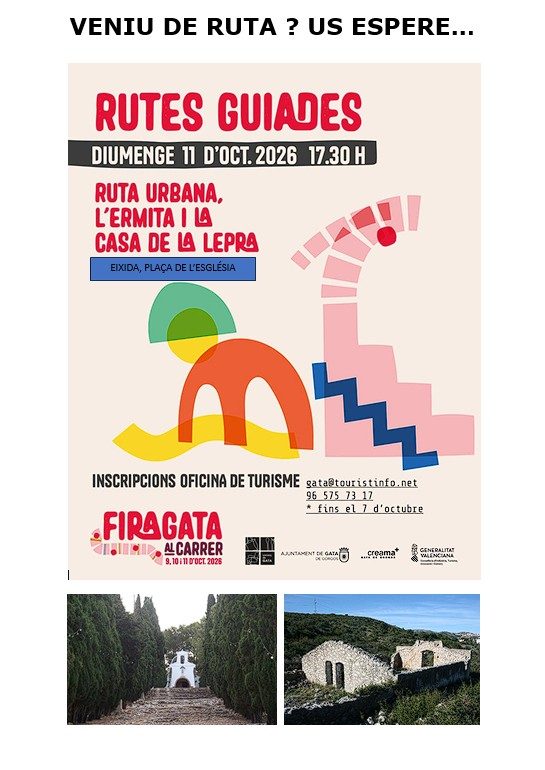 A LA FIRA GATA AL CARRER...TAMBÉ ANEM DE RUTA: ERMITA I CASA DE LA LEPRA (Hui, a les 17:30 h. eixida de la Plaça de l'Església)