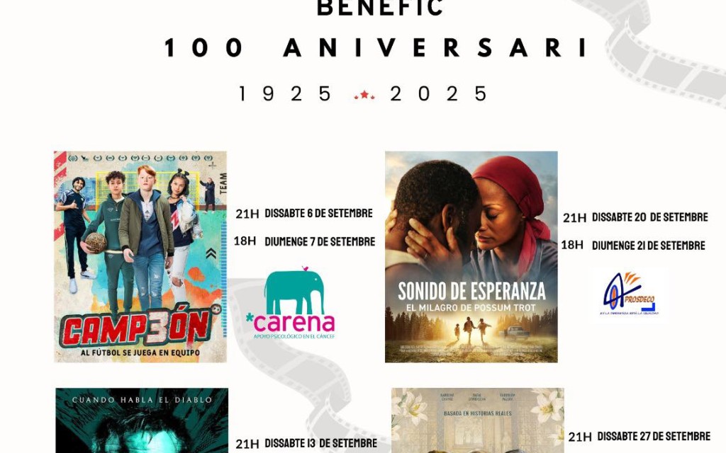 EL CINE BENÈFIC DE SETEMBRE OBRI HUI EL CENTENARI DEL CINE LA PAZ DE GATA (1925-2025) Quico “Sella”, El Ti Passetes, Paco Carrasco, Juan “el del cine”, germans Signes Grimalt. Cent anys de vivències