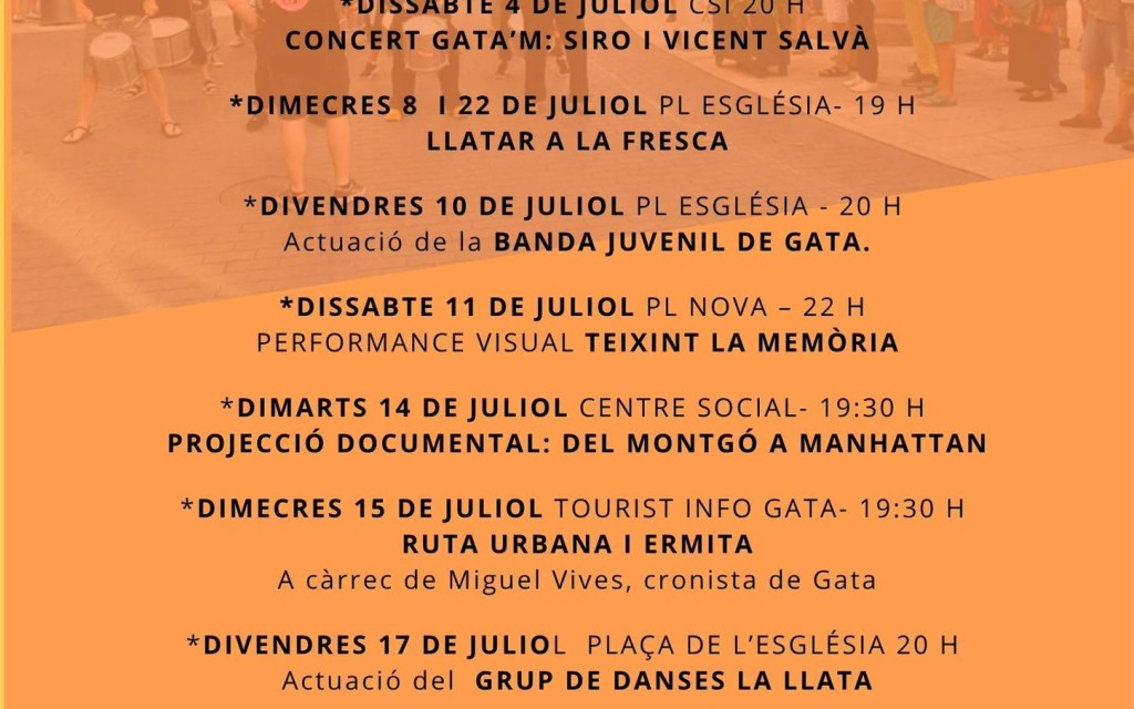 ACTIVITATS CULTURALS AL VOLTAN D'ART AL VENT 23: Hui Banda juvenil; demà la performance "Teixint la memòria". Pose la veu del documental. I diumenge, les colles Montgó i Benimussa i El Porrat de Polinyà del Xúquer