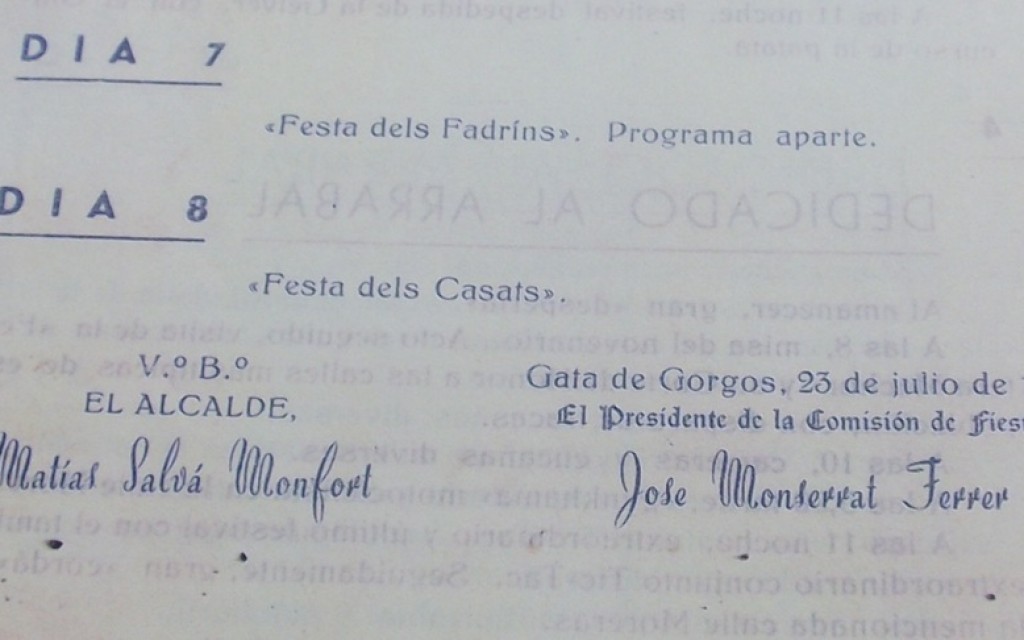 HISTÒRIA LOCAL FESTERA: ABANS A GATA...EL DIA 7 D'AGOST ERA LA FESTA DELS FADRINS