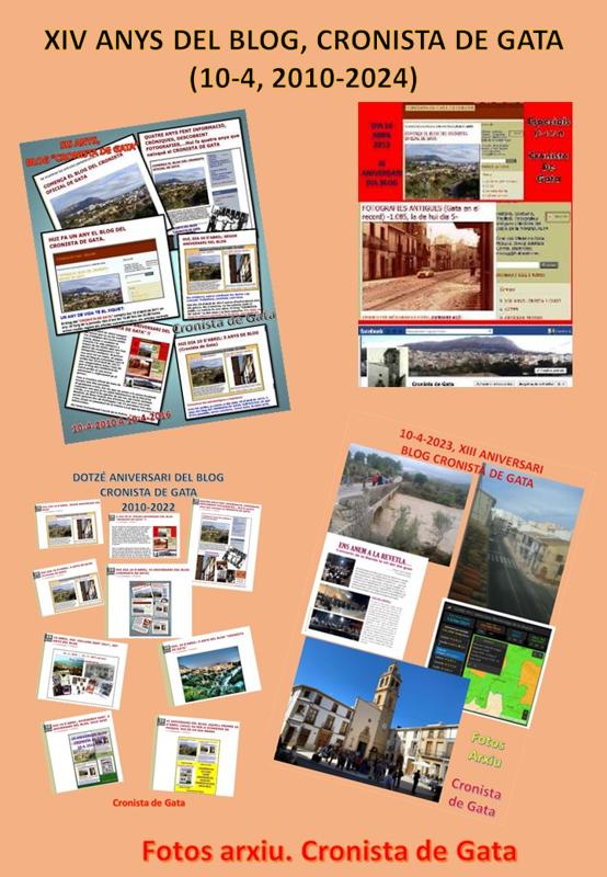HUI 10 D'ABRIL, 14 ANIVERSARI DEL BLOG CRONISTA DE GATA: Història, informació, fotografies antigues del poble de Gata de Gorgos