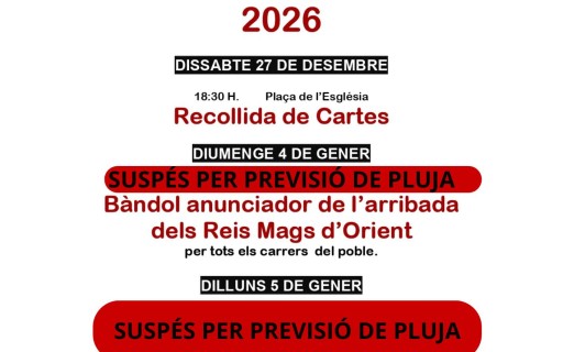 TOTS ELS ACTES DELS REIS DE GATA SUSPESOS PER LA PREVISIÓ DEL MAL ORATGE