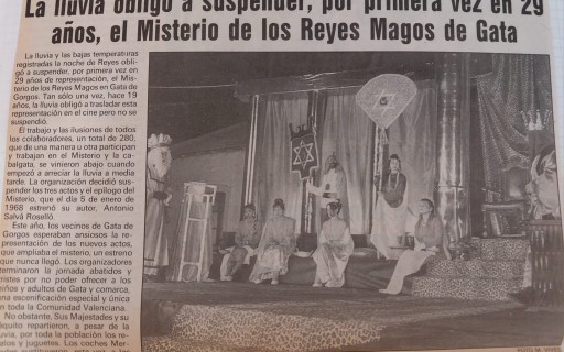 PARLA LA HISTÒRIA DELS REIS A GATA: TERCERA VOLTA EN 59 ANYS QUE SE SUSPÉN. En 1997 PER LA PLUJA; EN 2021 PEL COVID I HUI PER LA BORRASCA FRANCIS