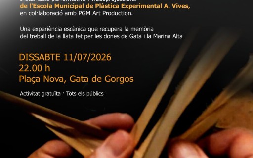 ACTIVITATS CULTURALS AL VOLTAN D'ART AL VENT 23: Hui Banda juvenil; demà la performance "Teixint la memòria". Pose la veu del documental. I diumenge, les colles Montgó i Benimussa i El Porrat de Polinyà del Xúquer
