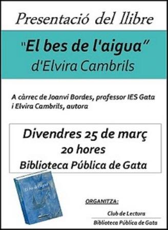 DEMÀ ES PRESENTA A LA BIBLIOTECA EL LLIBRE D'ELVIRA CAMBRILS: El bes de l'aigua.