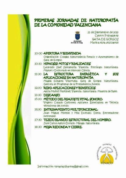 GATA SERÀ LA SEU DE LA PRIMERA JORNADA DE NATUROPATIA DE LA COMUNITAT VALENCIANA