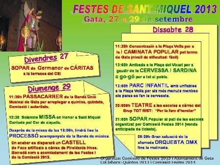 CALENDARI FESTER I RELIGIÓS A GATA: segona quinzena de setembre