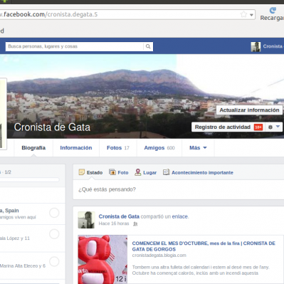 JA SÓN 600 AMICS ELS QUE TÉ EL CRONISTA DE GATA AL FACEBOOK
