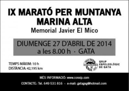 DEMÀ DIVENDRES 24 COMENÇA LA INSCRIPCIÓ DE LA IX MARATÓ PER MUNTANYA MARINA ALTA