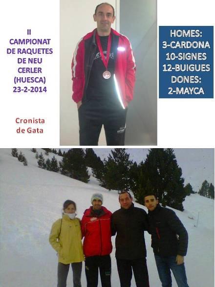 IGNACIO CARDONA (de mare gatera) I PEP SIGNES PALERES, IMPORTANTS RESULTATS AL CAMPIONAT DESPANYA DE RAQUETES DE NEU A CERLER