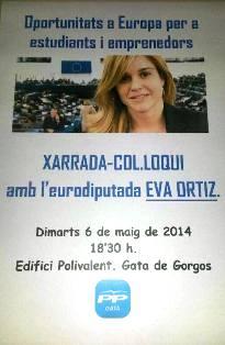 EVA ORTIZ, EURODIPUTADA DEL PP, DEMÀ FARÀ UNA XERRADA AL CENTRE POLIVALENT