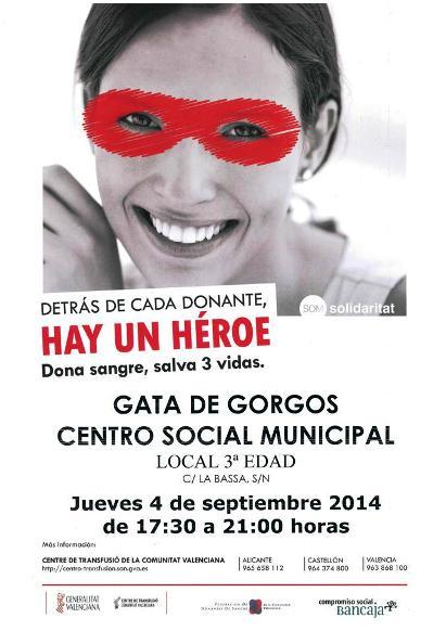 DIJOUS, 4 DE SETEMBRE, NOVA DONACIÓ DE SANG A GATA