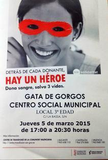 NOVA COL·LECTA DE DONACIÓ DE SANG A GATA: DEMÀ DIJOUS 5