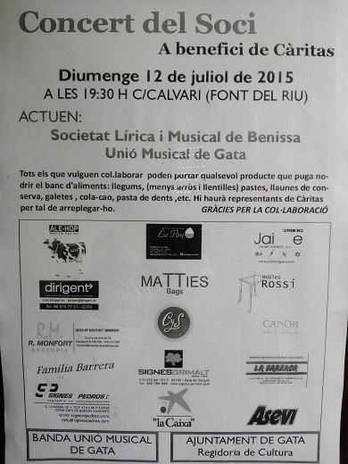 DIUMENGE 12. CARRER CALVARI, GATA: CONCERT SOLIDARI CONJUNT: BANDES DE BENISSA I GATA (Dia del soci)