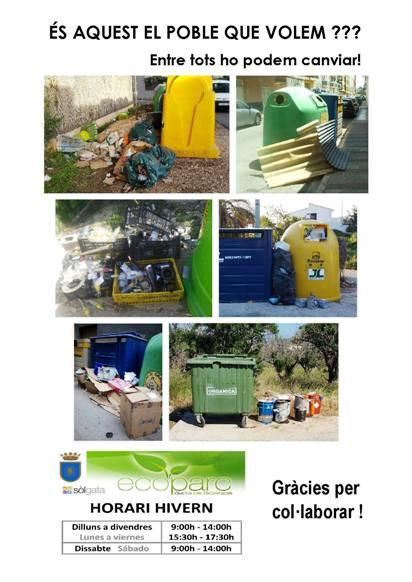 GATA: L'AJUNTAMENT LLANÇA UNA NOVA CAMPANYA DE CONCIENCIACIÓ PER ALS CIUTADANS (Ecoparc)