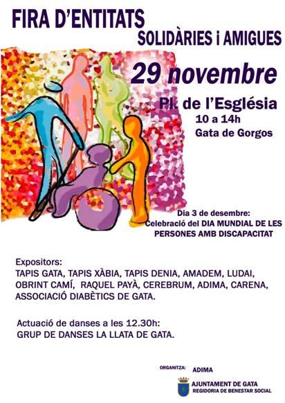 DIUMENGE 29, GATA POT DONAR UNA MÀ A LA SOLIDARITAT: FIRA D'ENTITATS I ASSOCIACIONS A LA PLAÇA VELLA