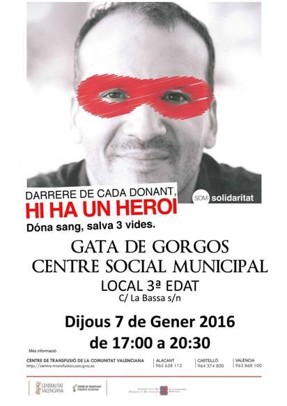 VOLTA A LA NORMALITAT: DEMÀ 7 DE GENER A GATA, PRIMERA DONACIÓ DE SANG DE L'ANY